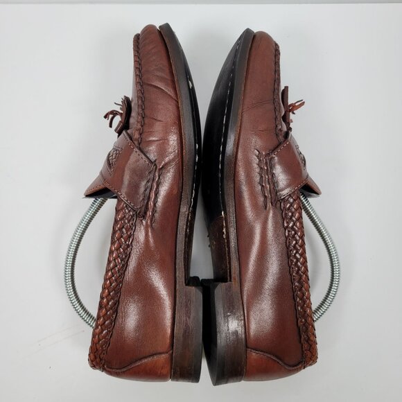 Allen Edmonds Maxfield Tassel Men's Brown Leather Braided Loafer Shoes US 9.5D - Picture 6 of 8